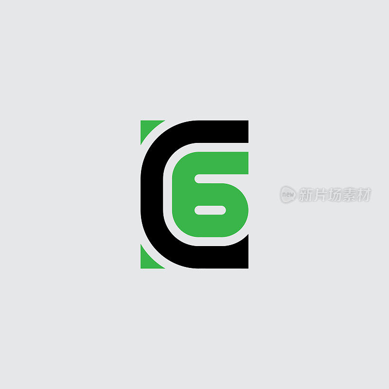 字母C和数字6(6)-标志排版。C6 -标志。矢量设计元素或图标。